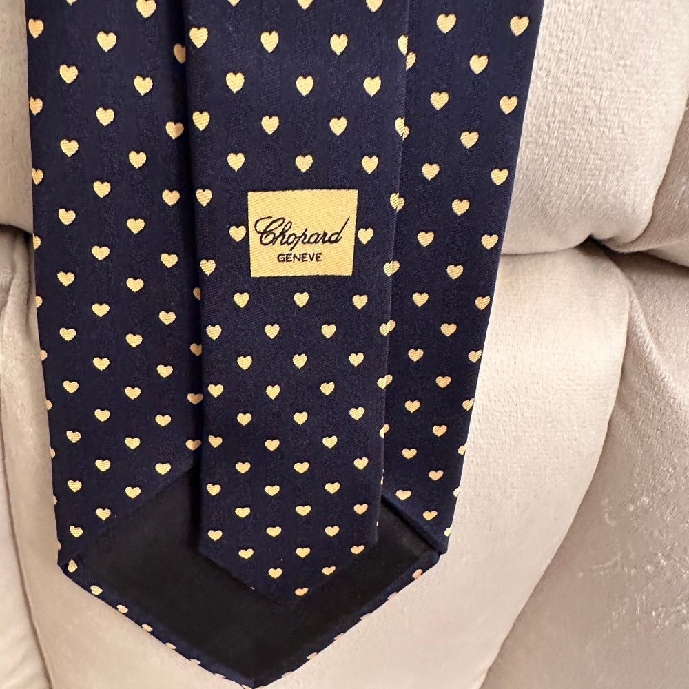 - Chopard Mens Tie Navy With Heats - Picture 2 of 7